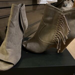 Carlos by Carlos Santana Taupe Fringe Ankle Booties